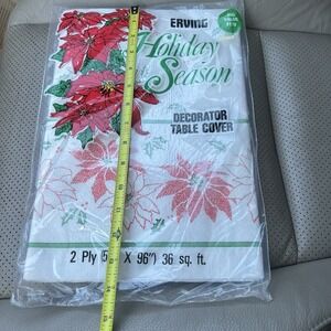 Erving Holiday Season Christmas Poinsettia Print Paper Table Cloth Cover 54"x96"